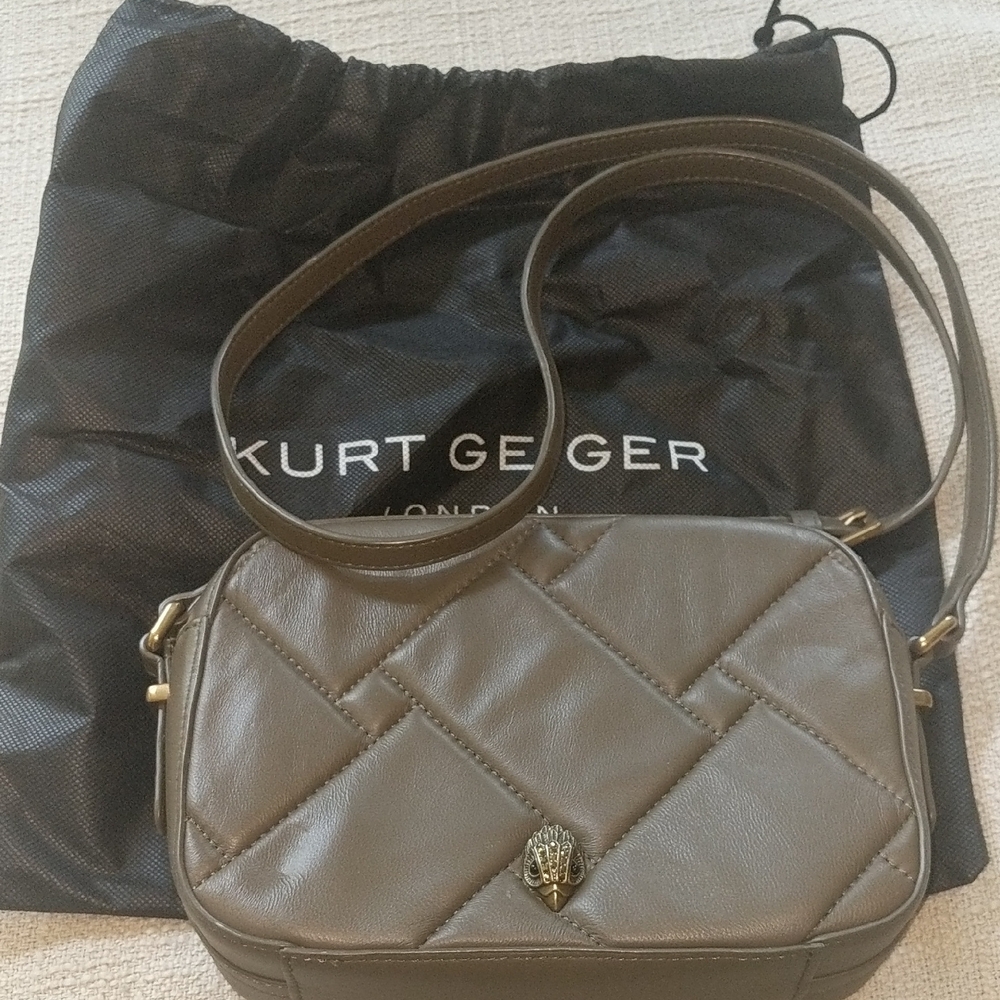 Kurt Geiger Olive Green Crossbody Bag with Structured Design